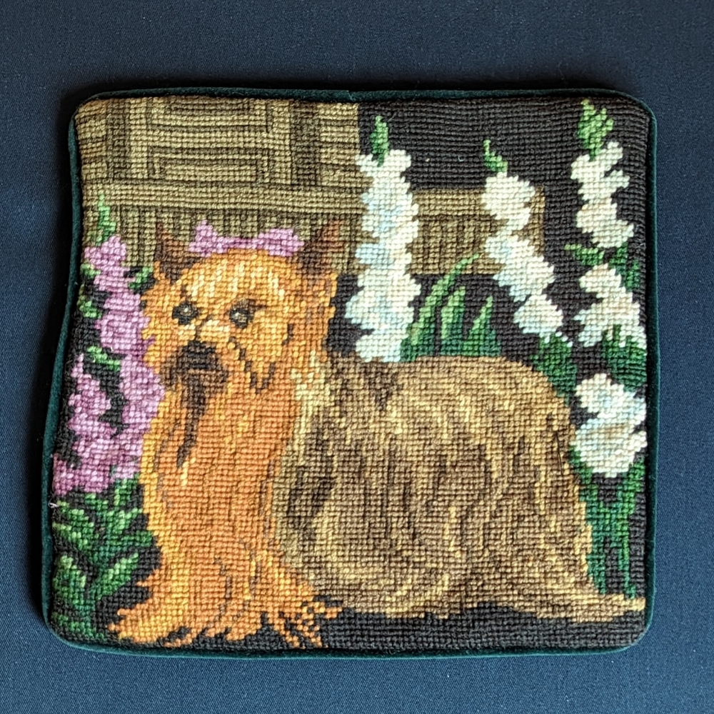 Handcrafted Yorkshire Terrier Needlepoint Pillow Cover